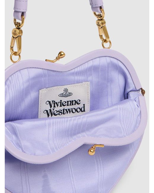 Vivienne Westwood White Belle Heart Frame Moiré Top Handle Bag