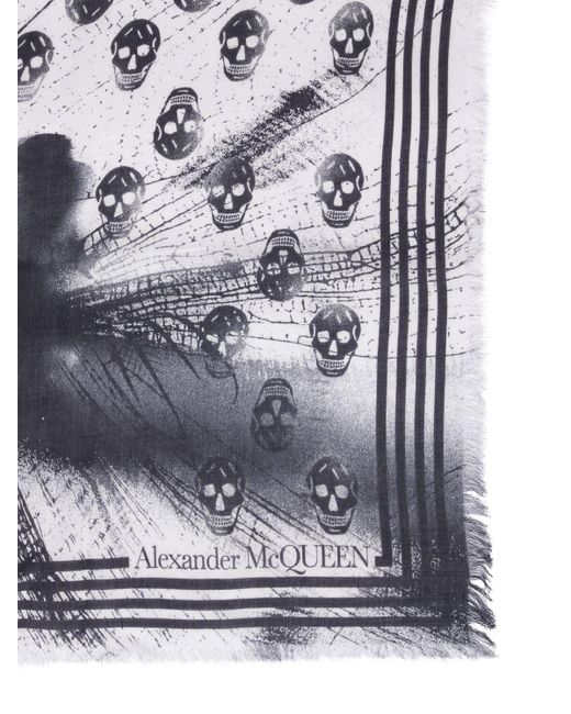 Sciarpa dragonfly in techno stampato di Alexander McQueen in Metallic da Uomo
