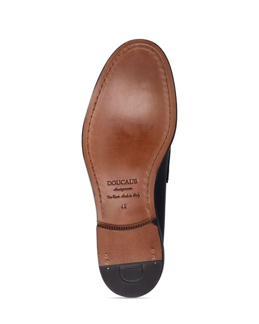 Doucal's Black Penny Moc Leather Loafers for men