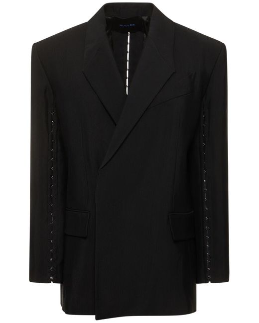 Mugler Black Oversize Single Breasted Jacket W/ Hooks