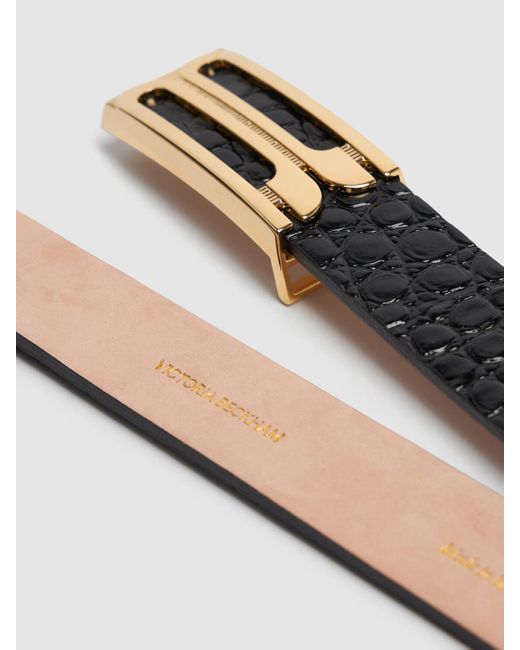 Victoria Beckham Regular Embossed Leather Frame Belt White
