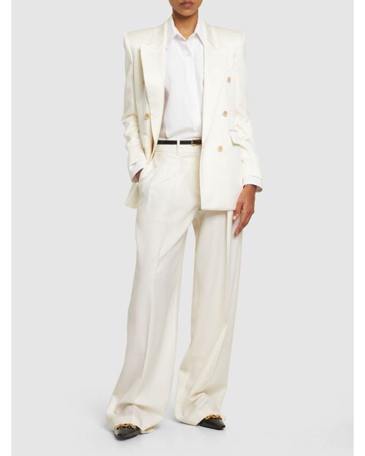 Stella McCartney White Silk Chiffon Tuxedo Shirt