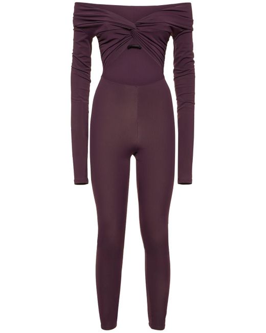 ANDAMANE Purple Kendall Matte Lycra Cutout Jumpsuit