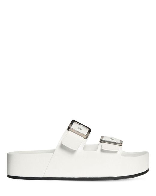 Balenciaga White 50mm Mallorca Leather Platform Sandals