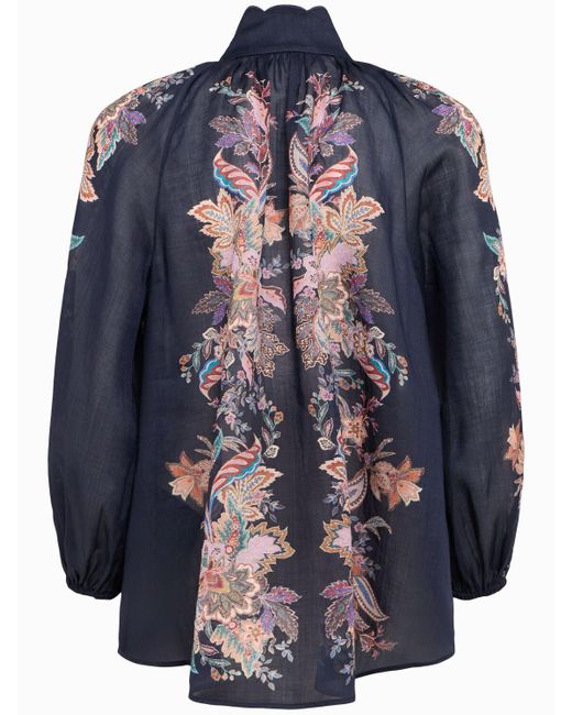 Zimmermann Blue Damen Ramie-Hemd „Rhiannon“