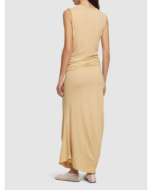 Lemaire Natural Fitted Twisted Cotton Midi Dress