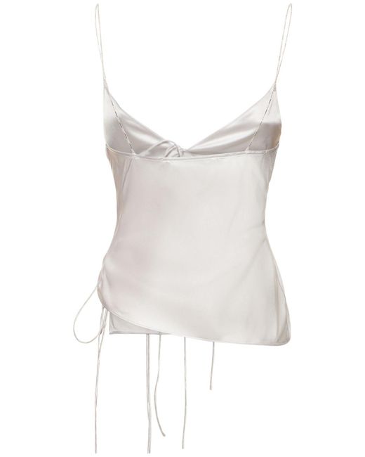 Top in raso di seta con spallini a catena di Christopher Esber in White