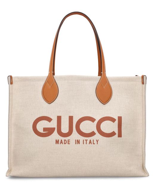 Gucci Pink Canvas Tote Bag W/ Print
