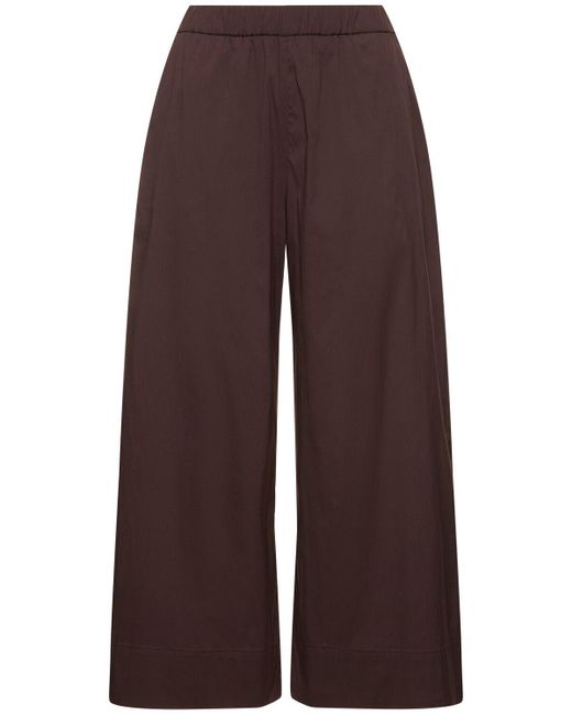 Pantaloni esperia in popeline di misto cotone di Max Mara in Brown