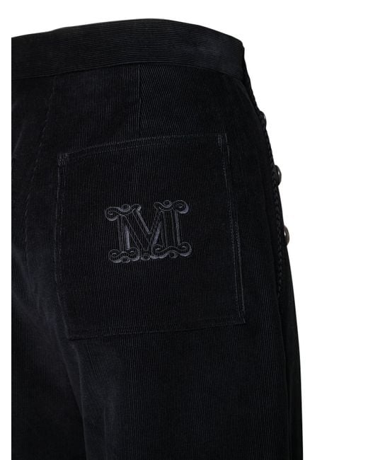 Max Mara High Waist Corduroy Wide Leg Pants in Blue