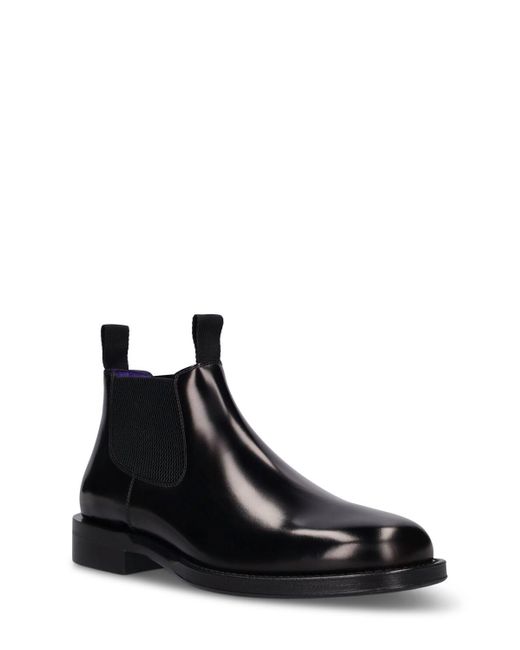 Burberry Black Mf Tux Leather Low Chelsea Boots for men