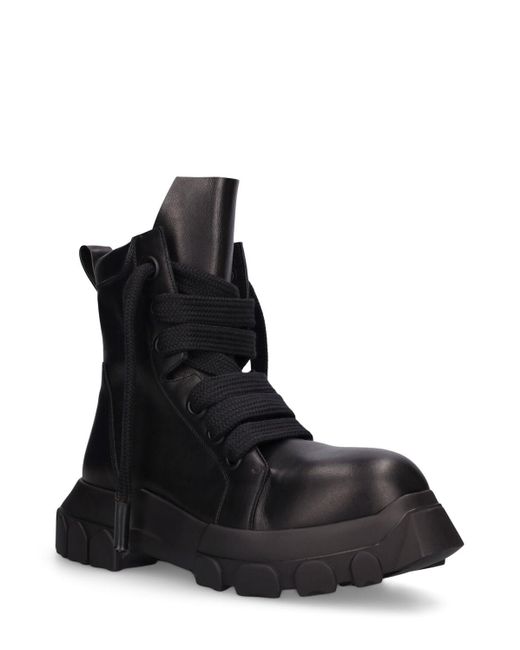 Rick Owens Black Jumbolaced Bozo Tractor Leather Boots for men