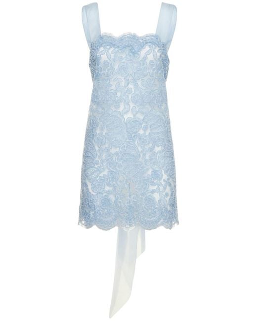 Ermanno Scervino Blue Lace & Tulle Mini Dress