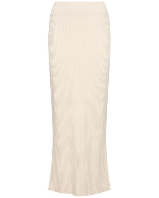 Falda larga de punto acanalado de algodón Totême  de color White