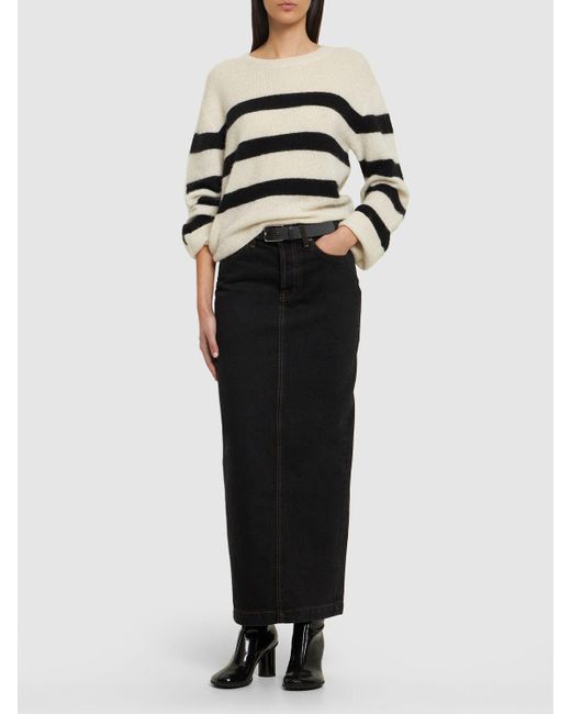 Wardrobe NYC Black Cotton Denim Midi Column Skirt