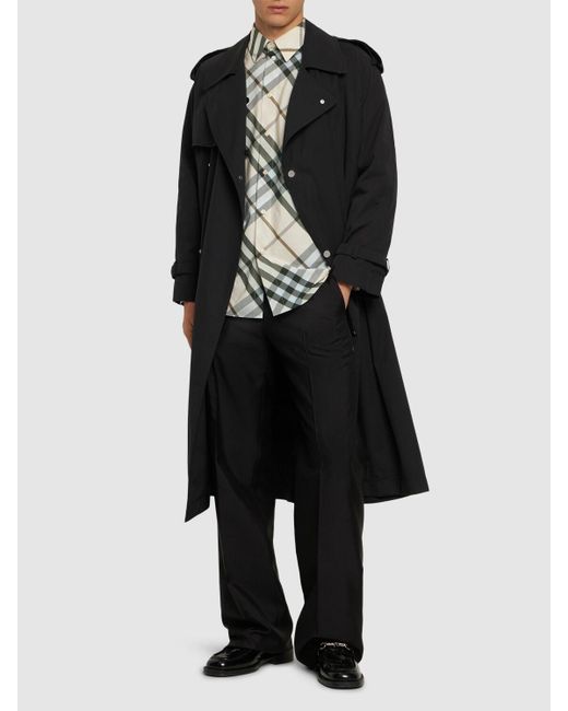 Pantaloni tom in lana e seta di Burberry in Black da Uomo