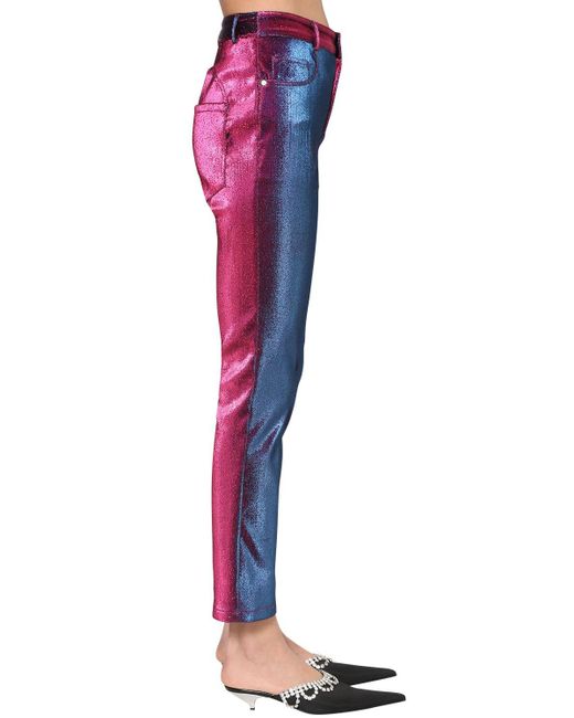 Area Straight Leg Stretch Lamé Pants in 
