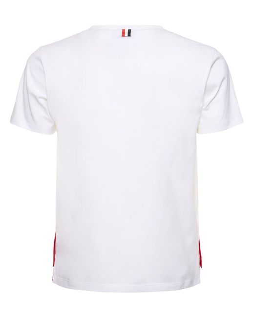 T-shirt in cotone con tasca di Thom Browne in White da Uomo