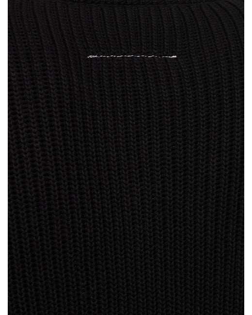 MM6 by Maison Martin Margiela Black Distressed Cotton Knit Cardigan for men