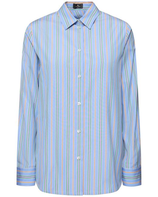 Etro コットンポプリンシャツ Blue