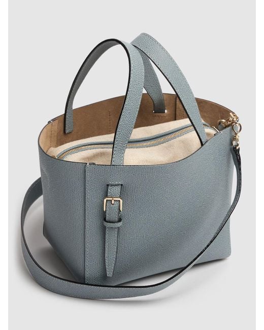 Valextra Blue Mini Handtasche Aus Leder "bucket"