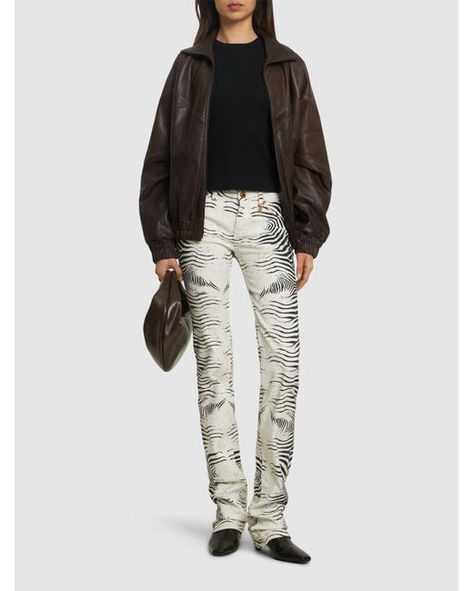 Roberto Cavalli Zebra シャイニーコーテッドストレッチドリルジーンズ White