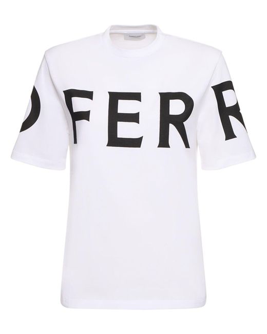Ferragamo White Logo Cotton Jersey Short Sleeve T-shirt