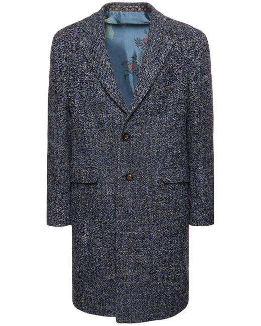 Etro Einreihiger Mantel Aus Wollmischung in Blue für Herren