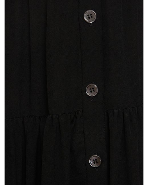 Michael Kors Black Pleated Silk Crepe De Chine Skirt