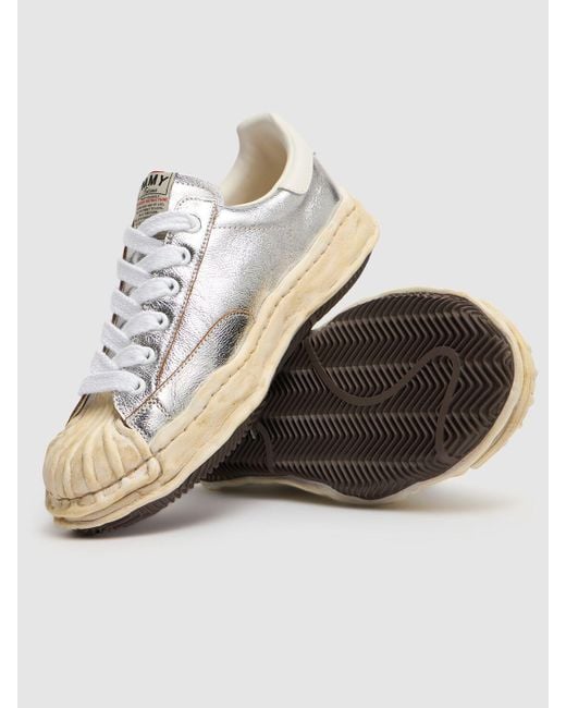 Maison Mihara Yasuhiro White Blakey Wrinkled Leather Low Top Sneakers for men