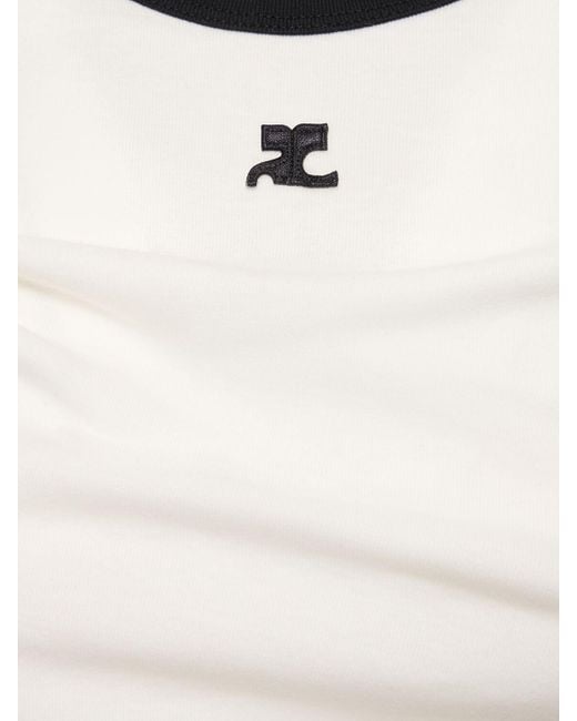 Courreges White T-shirt Aus Baumwolle Mit Kontrastdetails