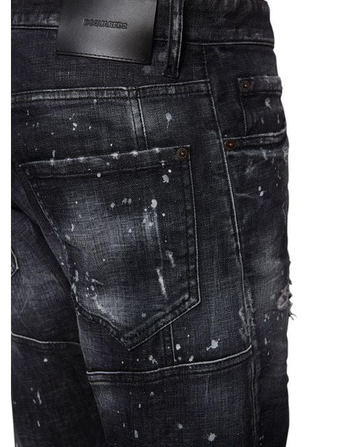 DSquared² 17cm Tidy Biker Zip Cotton Denim Jeans in Black for Men | Lyst