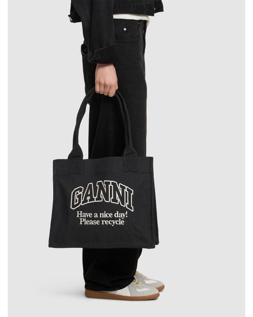 Mujer Bolso Grande Easy De Denim Unique Ganni de color Black