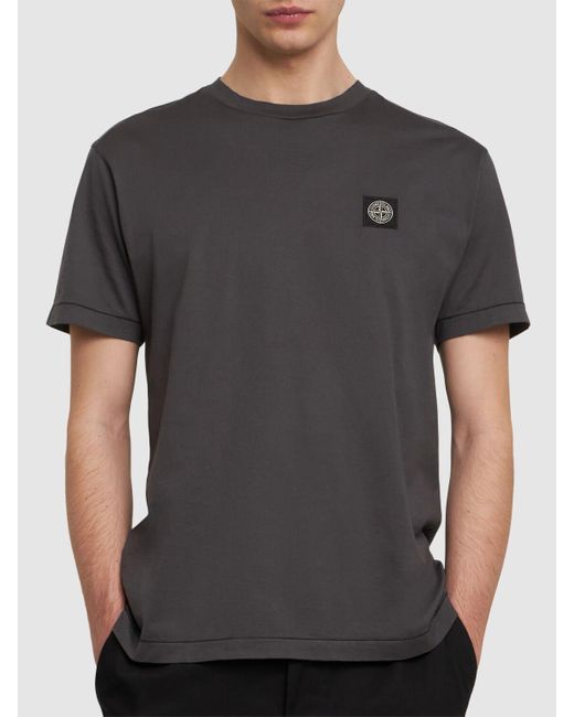Stone Island Logo Cotton T-shirt in Black für Herren
