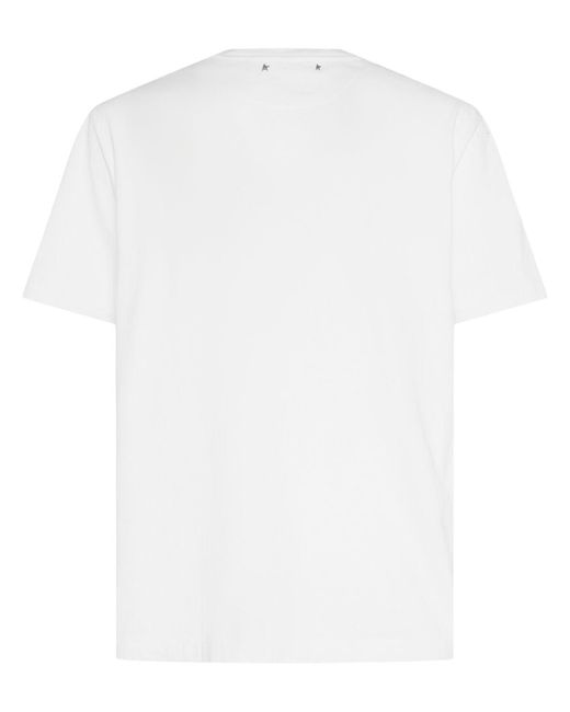 T-shirt regular fit in jersey di cotone distressed di Golden Goose Deluxe Brand in White da Uomo