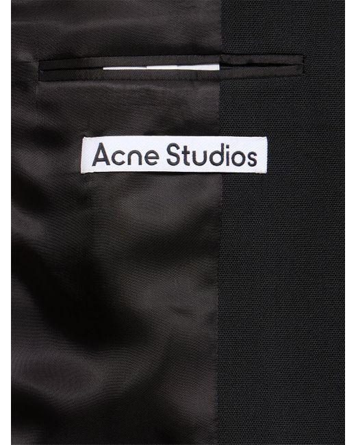 Acne Black Wool Blend Crepe Single Breasted Blazer