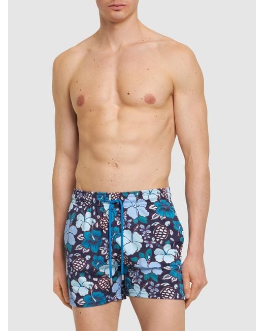 Bañador shorts de nylon stretch con estampado Vilebrequin de hombre de color Blue