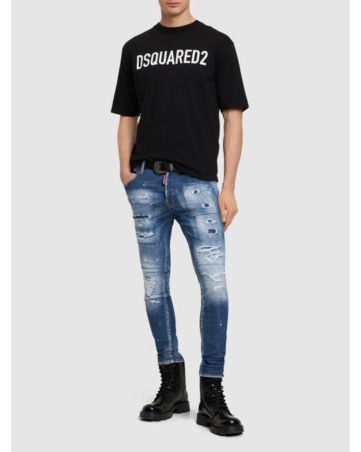 T-shirt loose fit in cotone con stampa di DSquared² in Black da Uomo