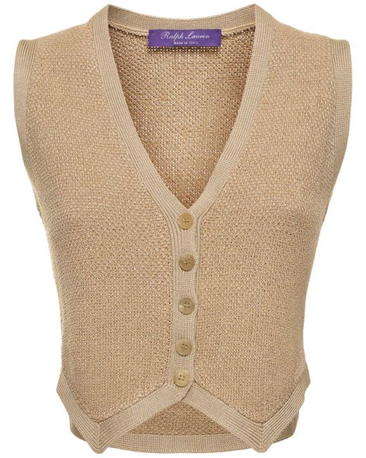 Gilet in tweed di seta di Ralph Lauren Collection in Natural