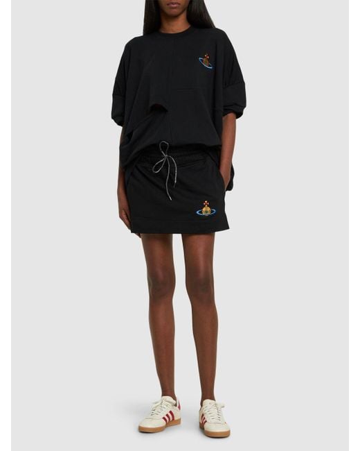 Vivienne Westwood Black Boxer Cotton Jersey Mini Skirt W/logo
