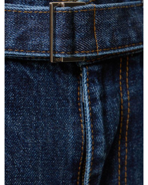 Sacai Blue High Rise Wide Leg Jeans W/belt