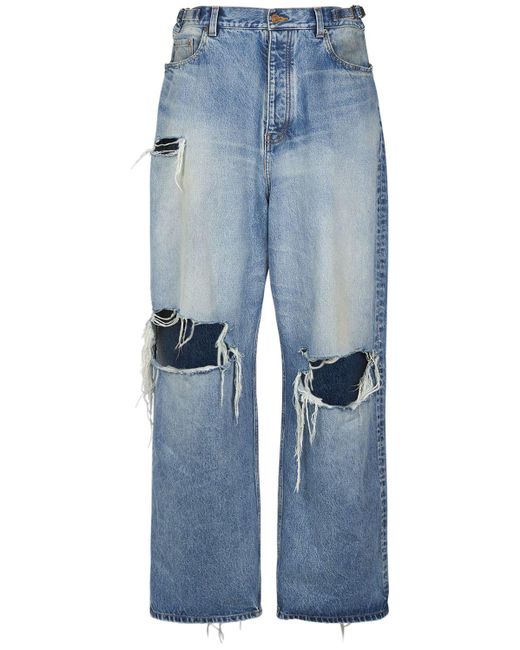 Balenciaga Blue Destroyed Super Large Cotton baggy Jeans for men