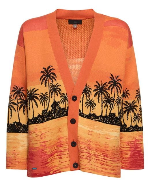 Alanui Orange Kerala Sunset Wool & Silk Knit Cardigan for men