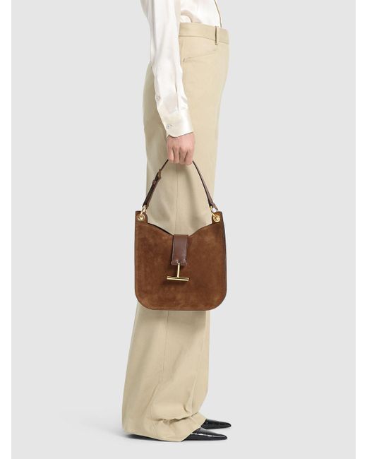 Tom Ford Brown Kleine Umhängetasche Aus Wildleder