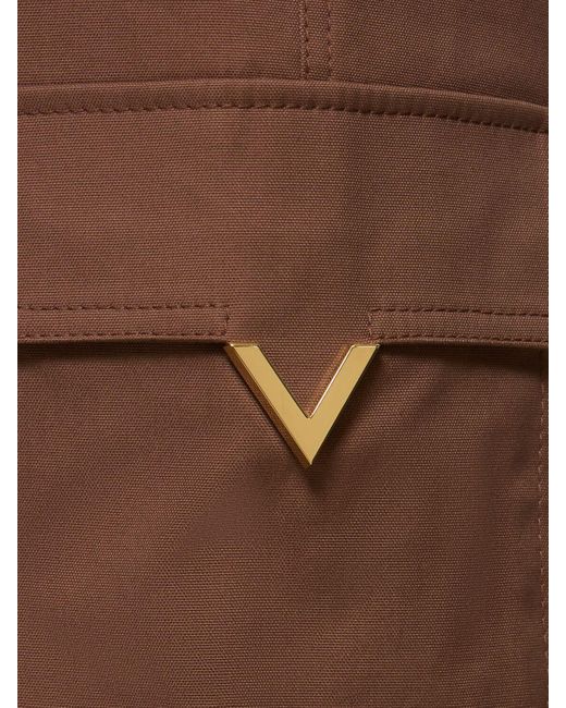 Valentino Brown Canvas Straight High Waist Cargo Pants