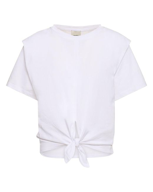 Isabel Marant White Zelikia Cotton Self-Tie T-Shirt