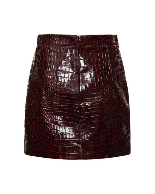 Bally Red Croc Embossed Leather Mini Skirt