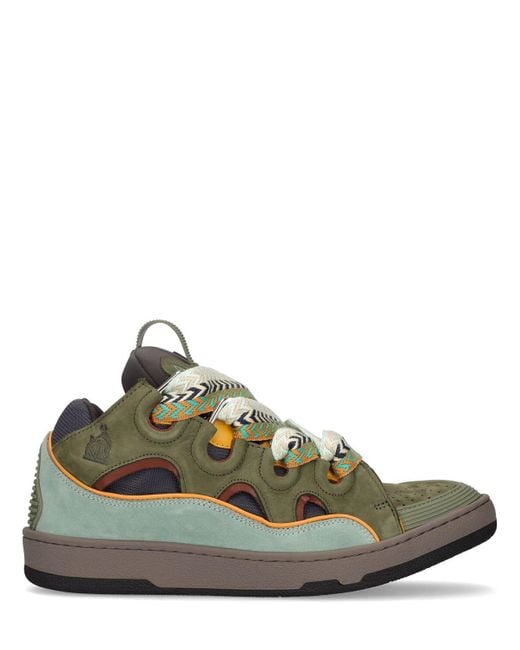 Lanvin Green Curb Leather Sneakers for men