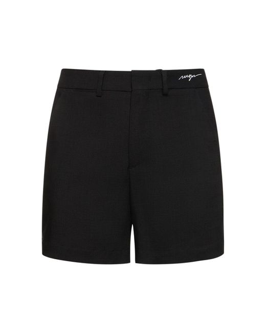 Shorts de viscosa con logo MSGM de hombre de color Black