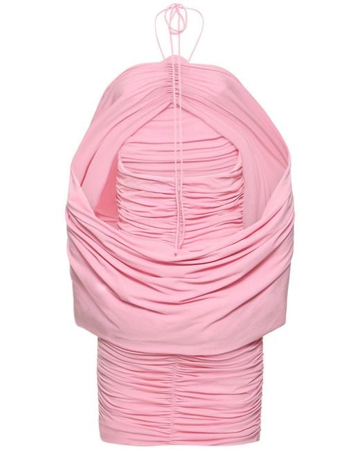Magda Butrym Pink Draped Jersey Mini Dress